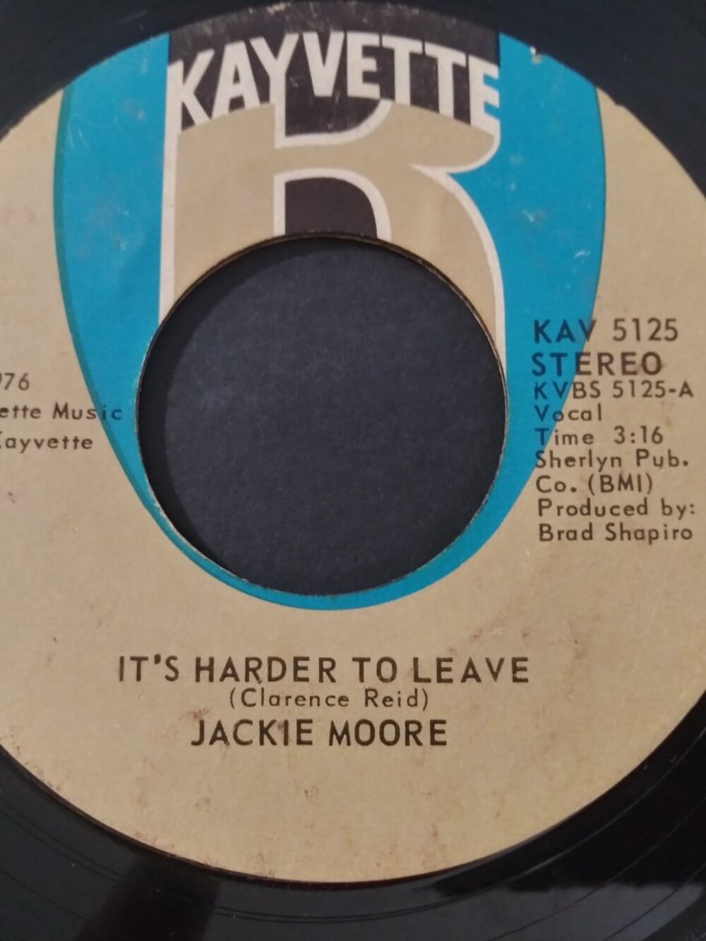 Jackie Moore – It's Harder To Leave NM Original 45RPM Kayvette Record 1976 SOUL
